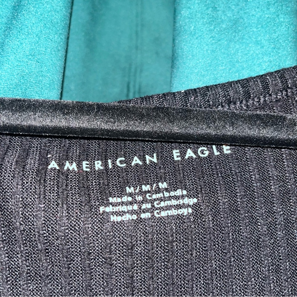 American Eagle Outfitters Black Long Sleeve Ribbed Tunic - Picture 3 of 4